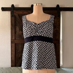 Women's Floral Swim Top - Black and White